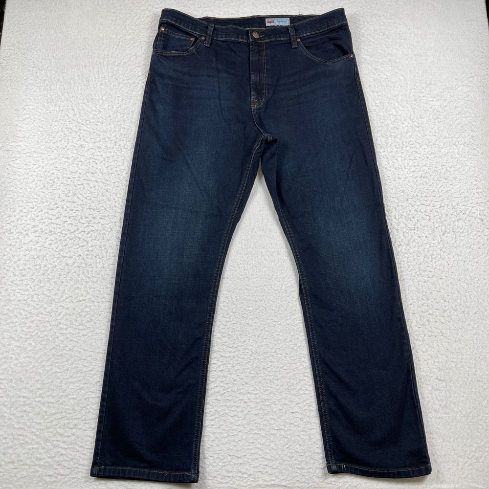 Wrangler Jeans Mens 36x30 Dark Wash Indigo‎ Straight Fit Stretch Denim 112370222